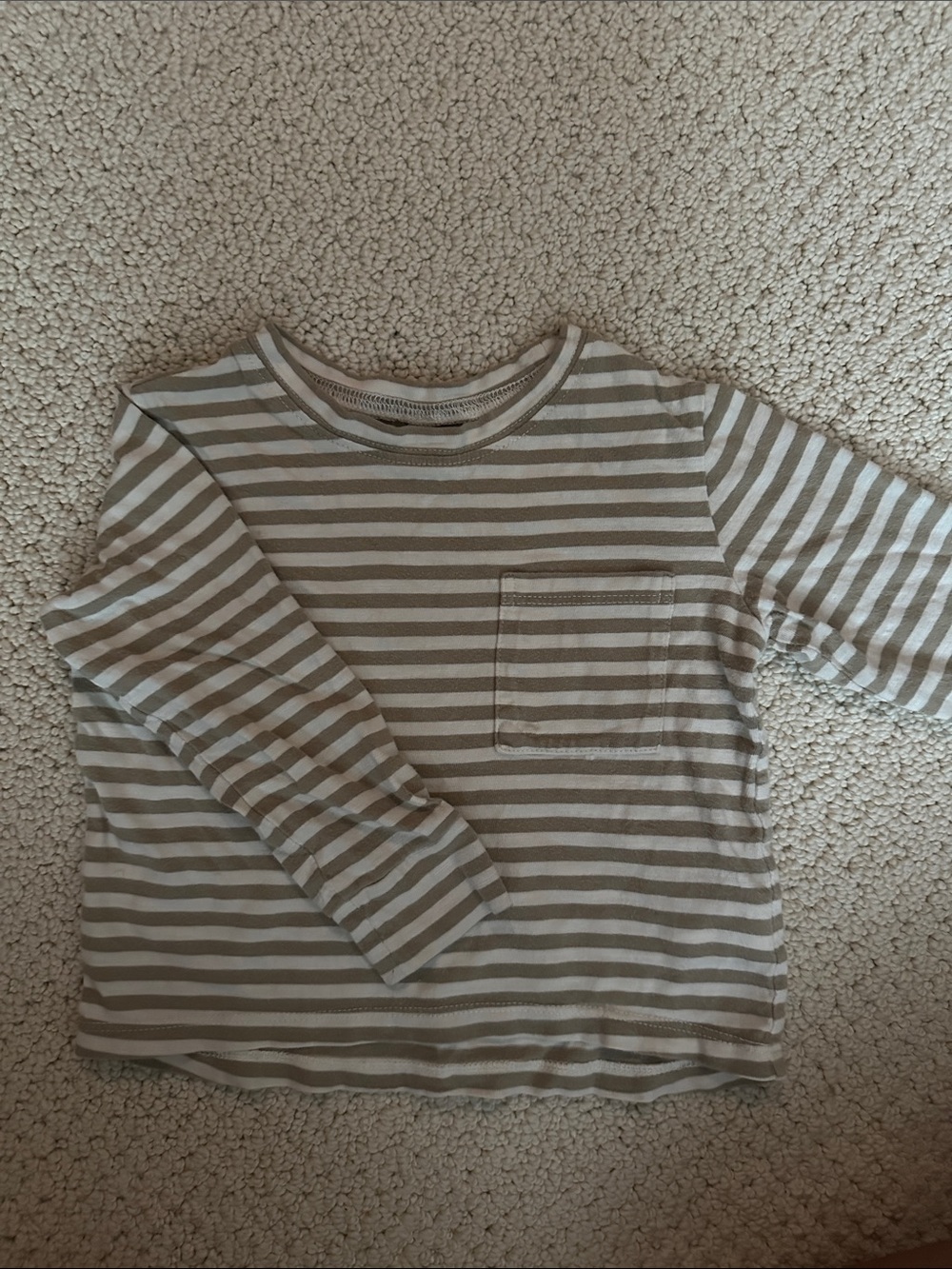 Rylee + Cru Beige & White Striped Long-Sleeve Pocket Tee